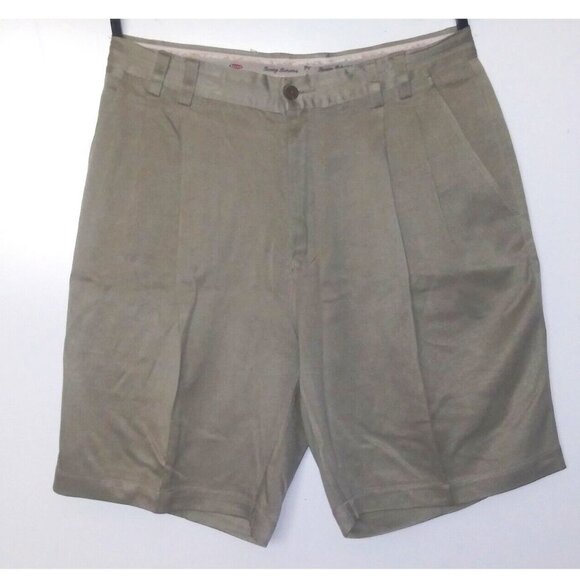 Tommy Bahama Chino Shorts Men's Size 32 Khaki Tan Pleated Front Casual 100% Silk - Picture 1 of 10